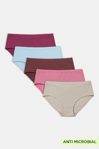 Zivame Medium Rise Full Coverage Hipster Panty (Pack of 5) - Multicolor — thumbnail 1